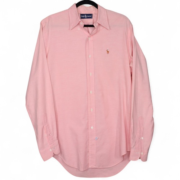 Ralph Lauren Oxford Shirt Classic Fit Long Sleeve Pink Button Down M 15 1/2-35 - Picture 1 of 11